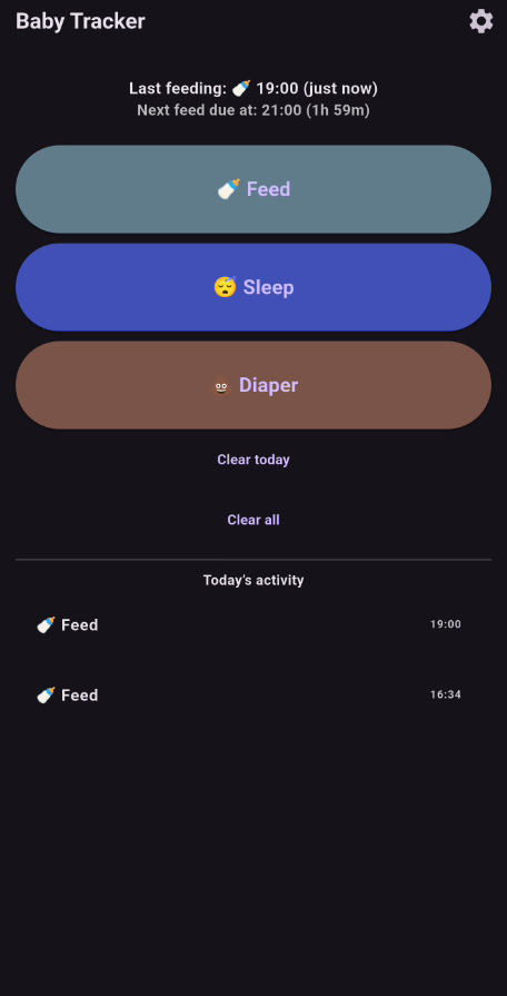 Baby Tracker app screenshot