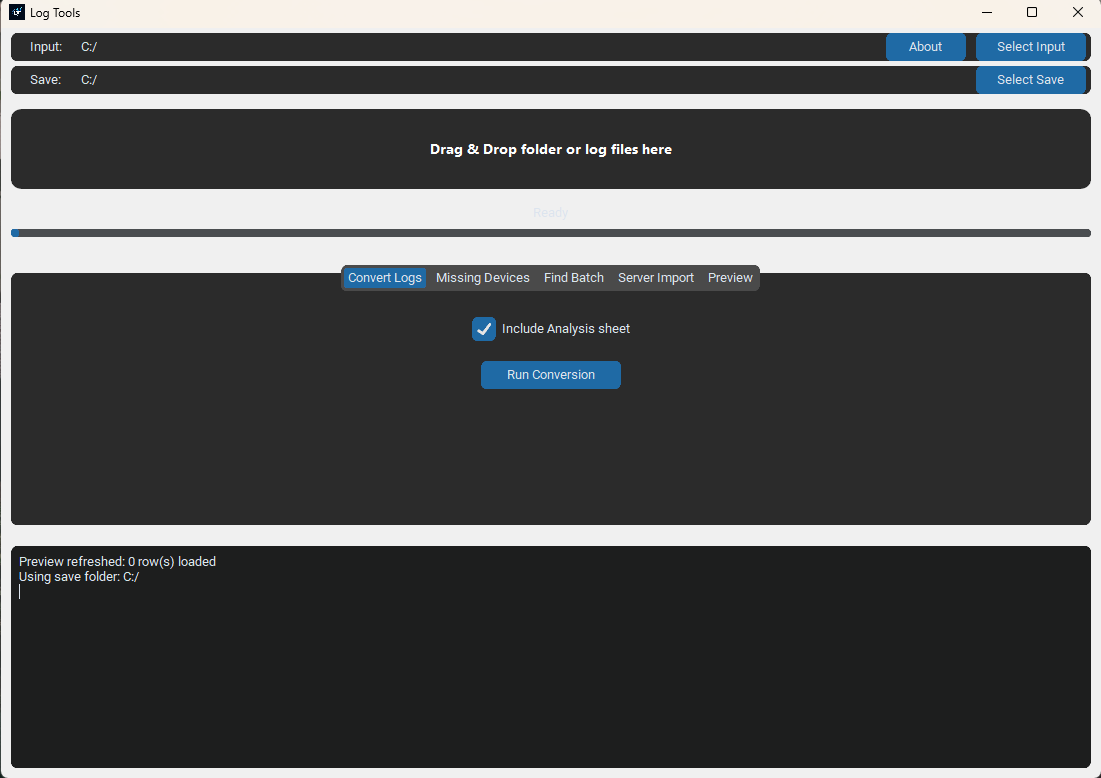 LogTool automation app screenshot